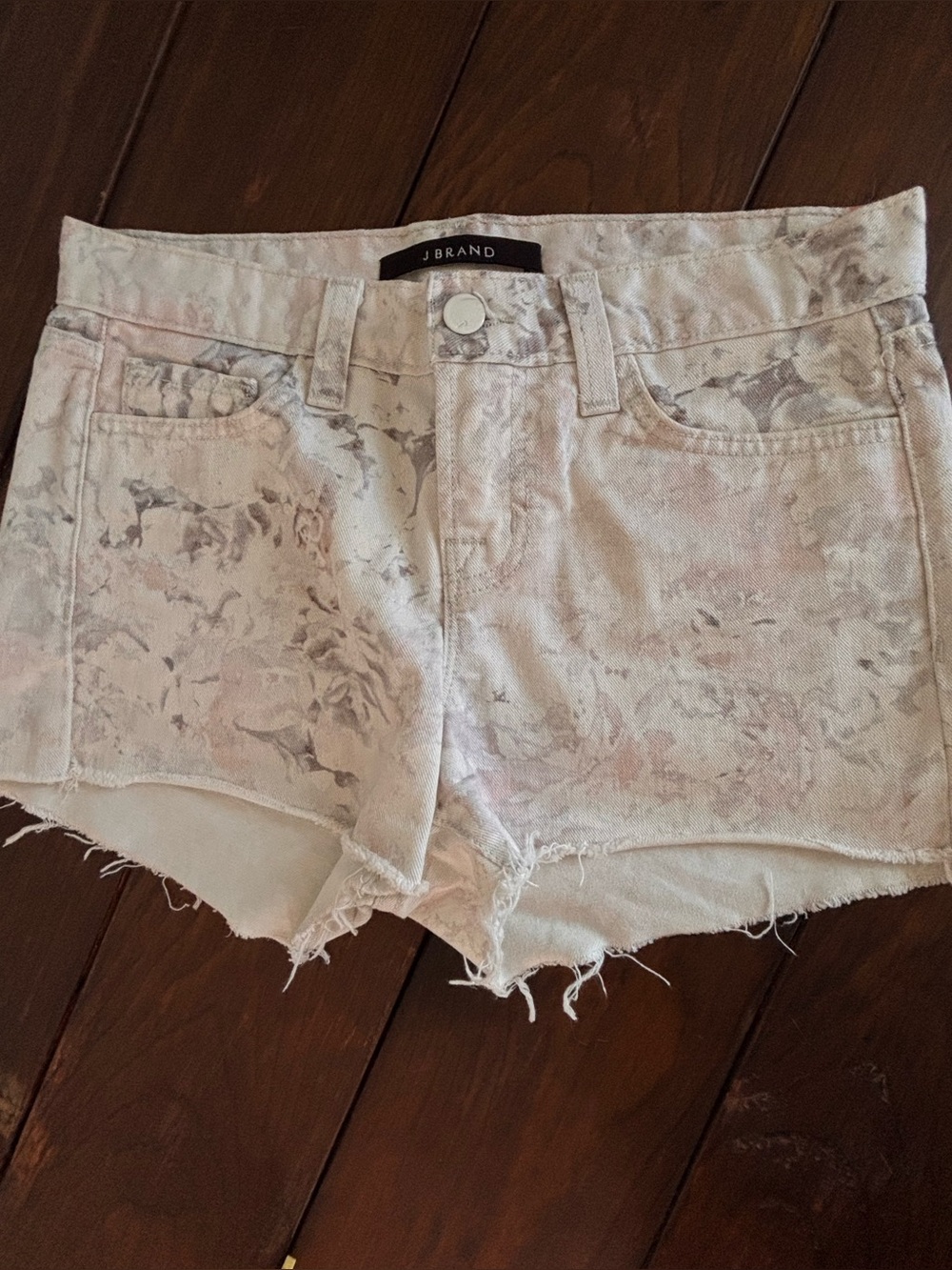 J Brand White Floral Rose Denim Cutoff Shorts SZ 24 Coquette Fairycore
